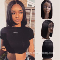 Brazilian Short Bob perruque perruque vierge Lace frontale Perruque femme noire